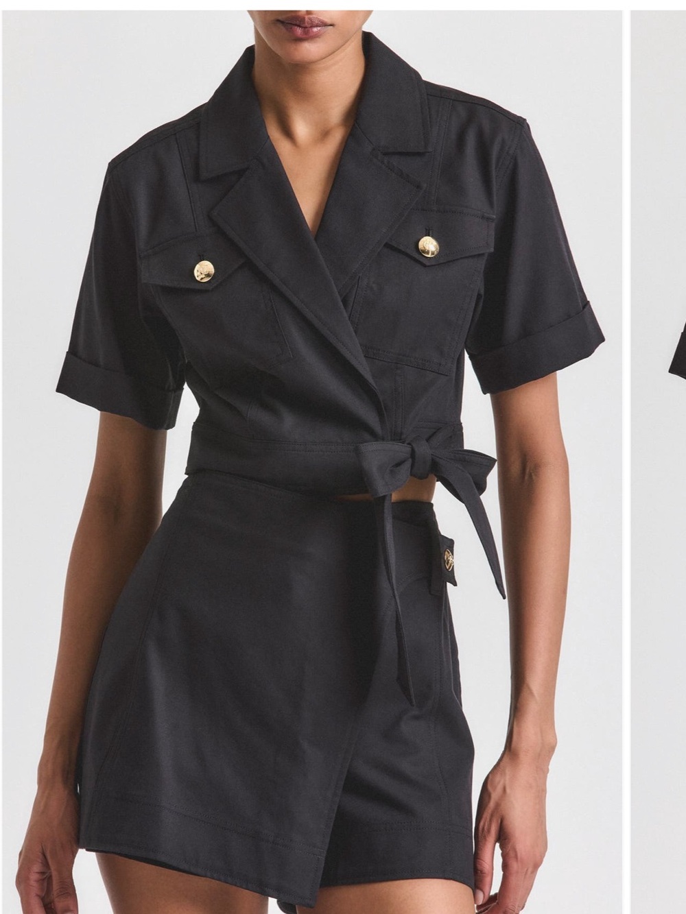 NWT Derek Lam 10 Crosby Ragean Utility Wrap Crop Top size 8 black